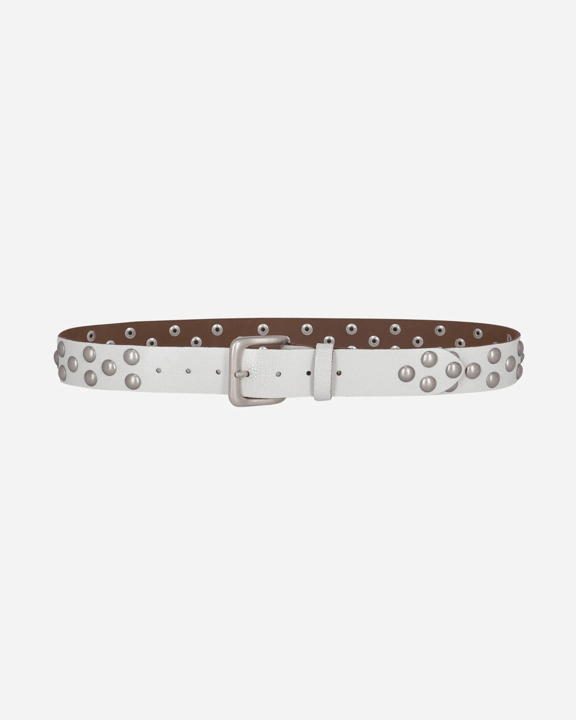 Distressed Rivet Belt White