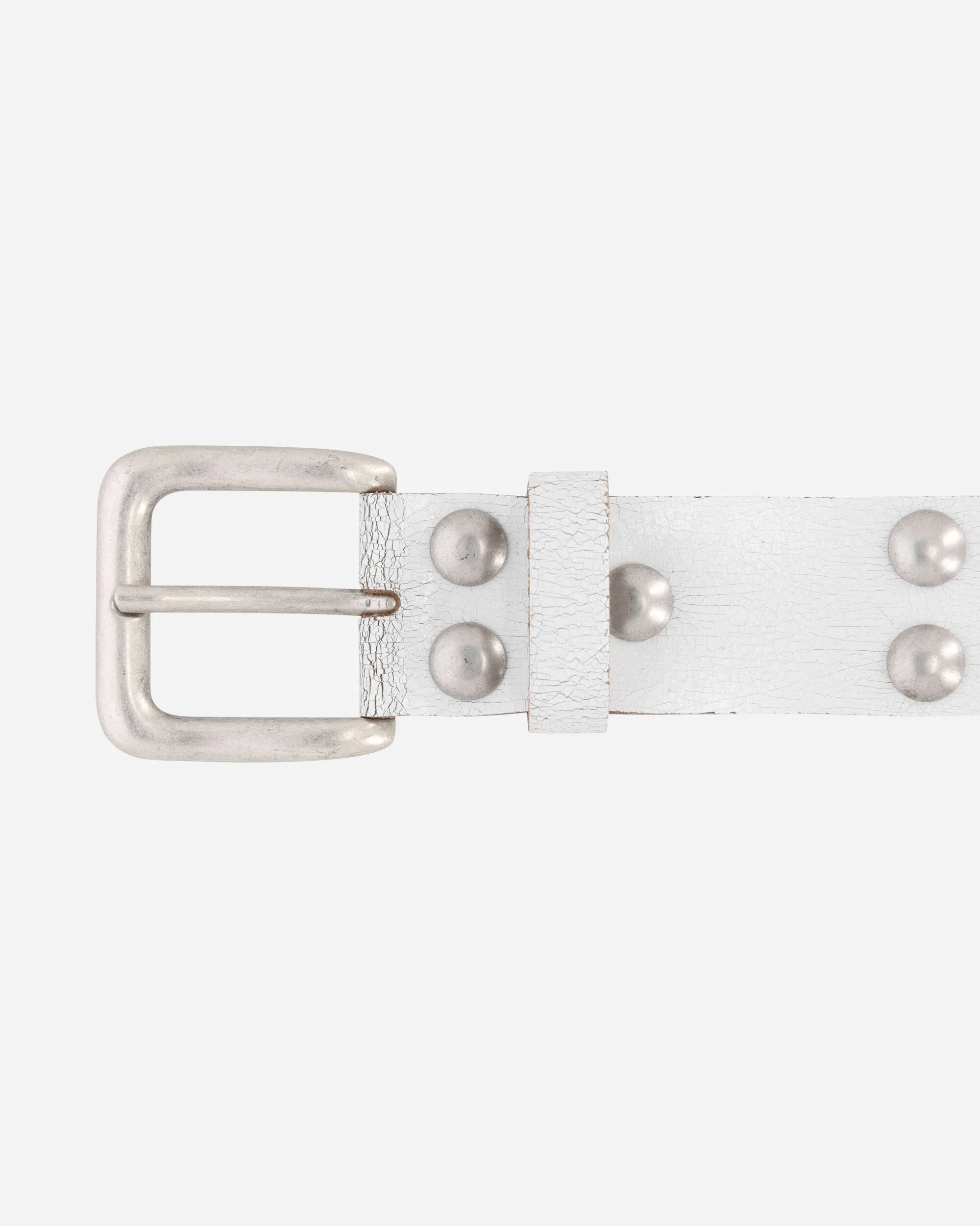 Distressed Rivet Belt White