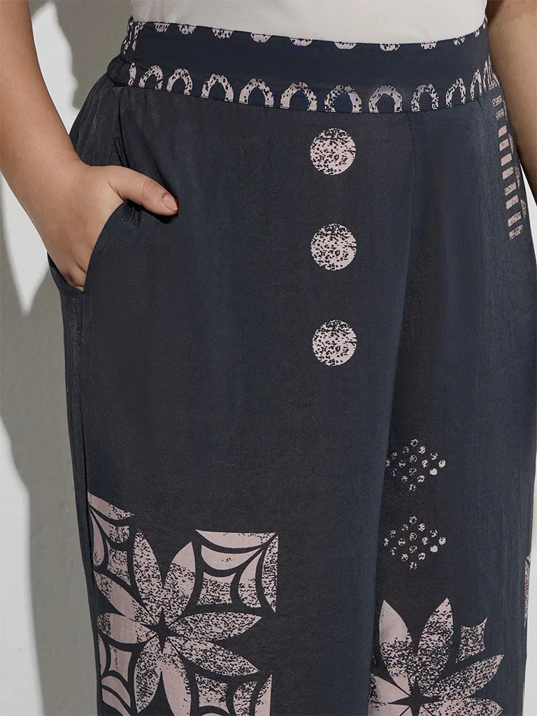 Diza Black Printed Palazzos