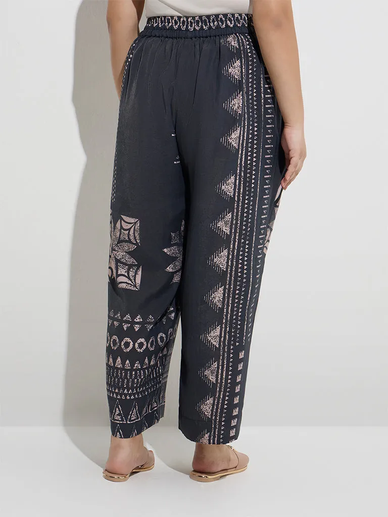 Diza Black Printed Palazzos