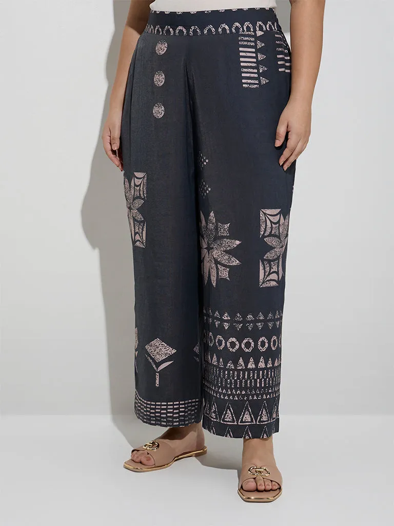 Diza Black Printed Palazzos
