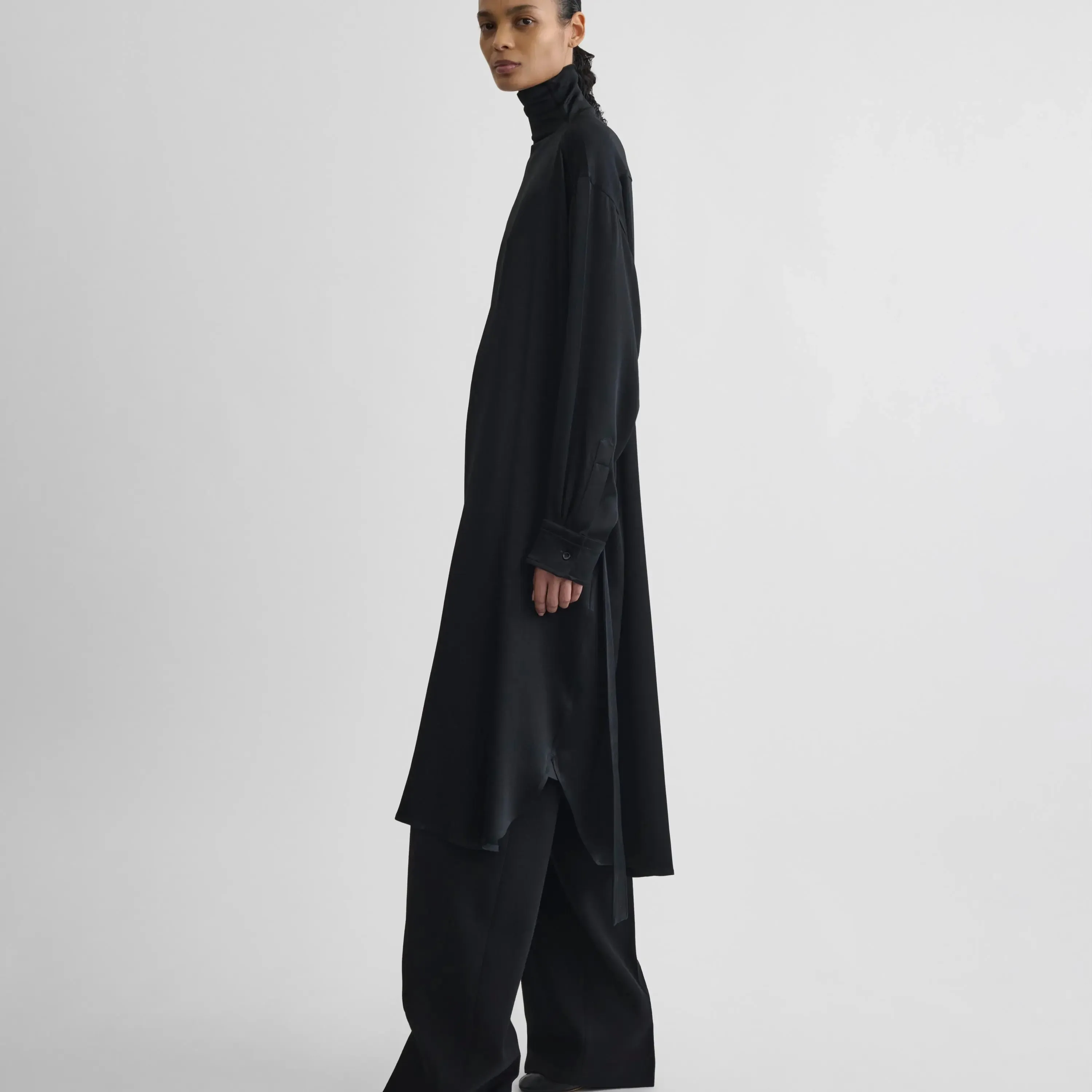 DRESS | black satin back crepe