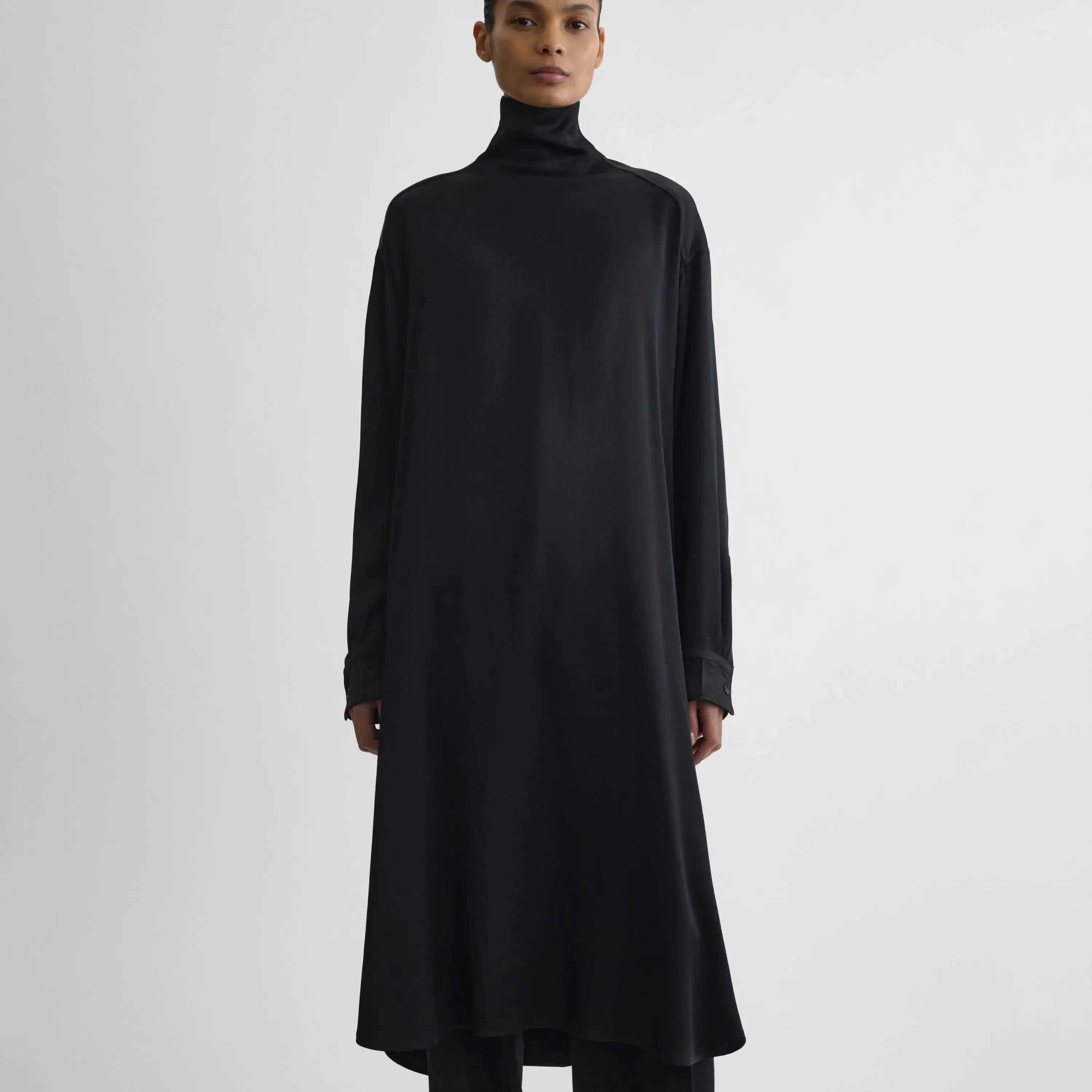 DRESS | black satin back crepe