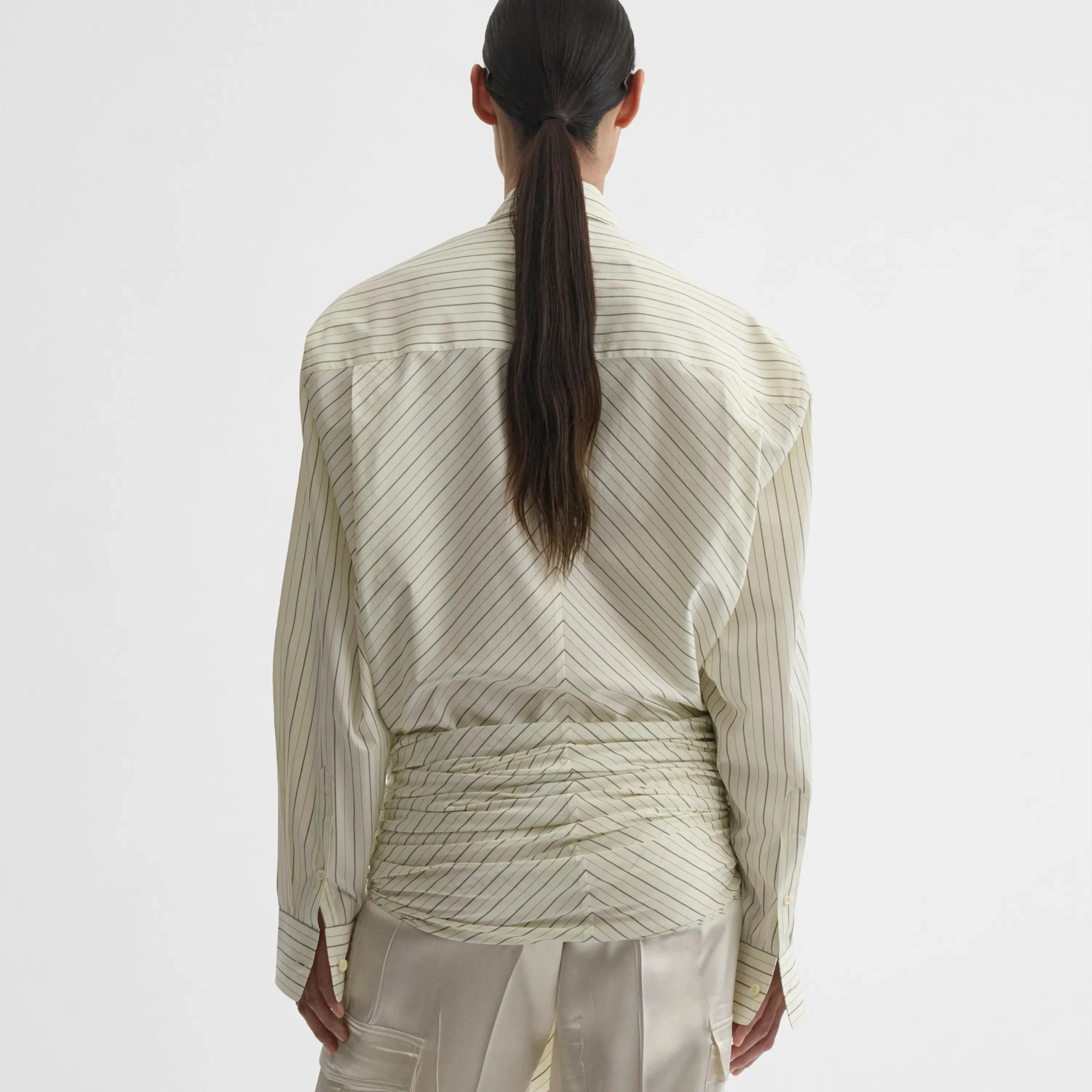 DROPPED FRONT SHIRT | pale lemon cotton