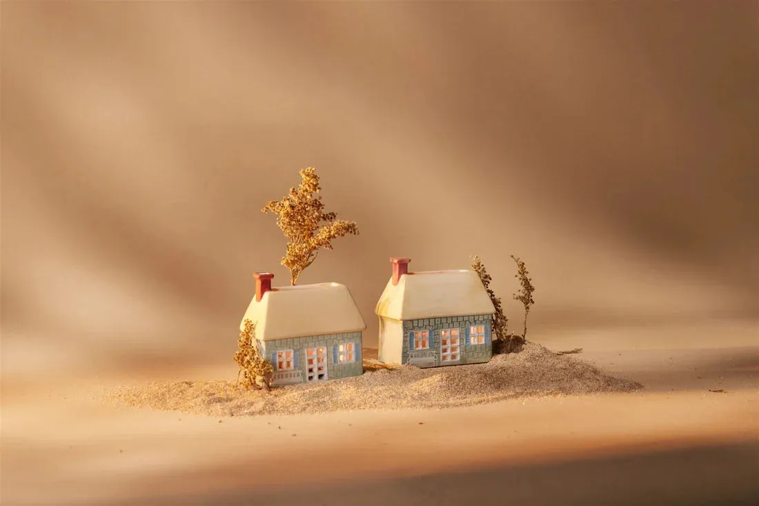 English Cottage Style Incense & Tea Light Holder Ceramic House