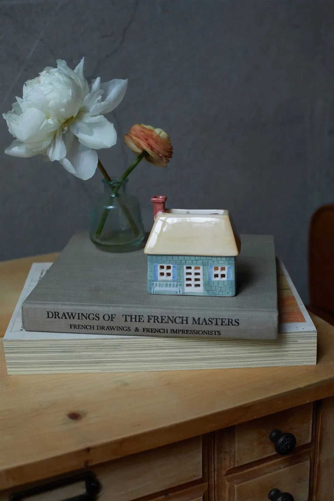 English Cottage Style Incense & Tea Light Holder Ceramic House