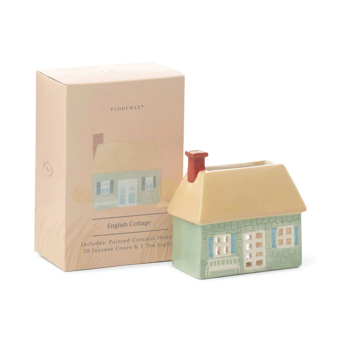 English Cottage Style Incense & Tea Light Holder Ceramic House