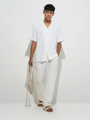 ETA Off-White Embroidered Relaxed-Fit Cotton-Blend Shirt