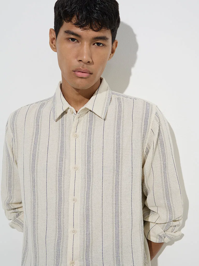 ETA Off-White Striped Relaxed-Fit Cotton Shirt