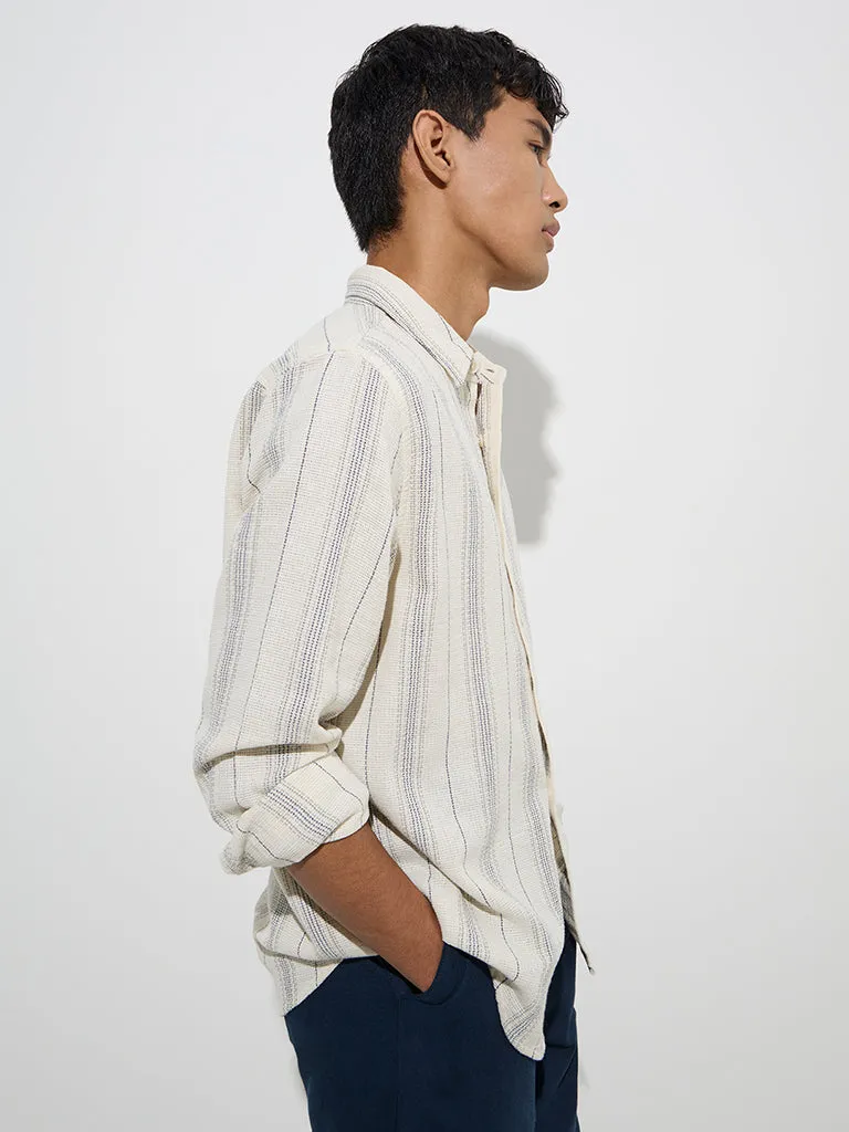 ETA Off-White Striped Relaxed-Fit Cotton Shirt