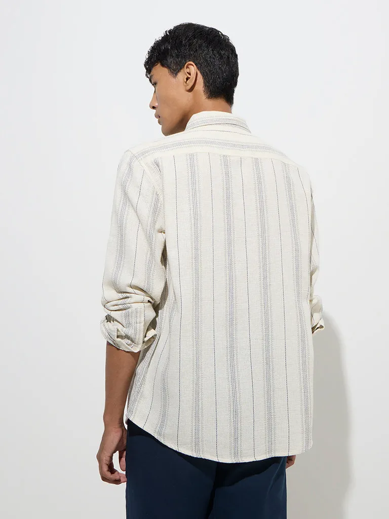 ETA Off-White Striped Relaxed-Fit Cotton Shirt