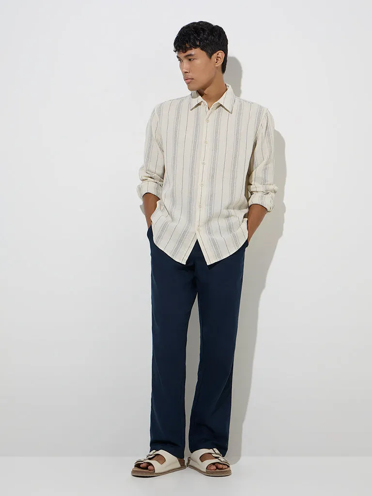 ETA Off-White Striped Relaxed-Fit Cotton Shirt