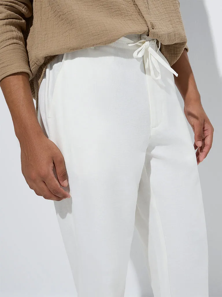 ETA White Relaxed-Fit Mid-Rise Cotton-Blend Chinos