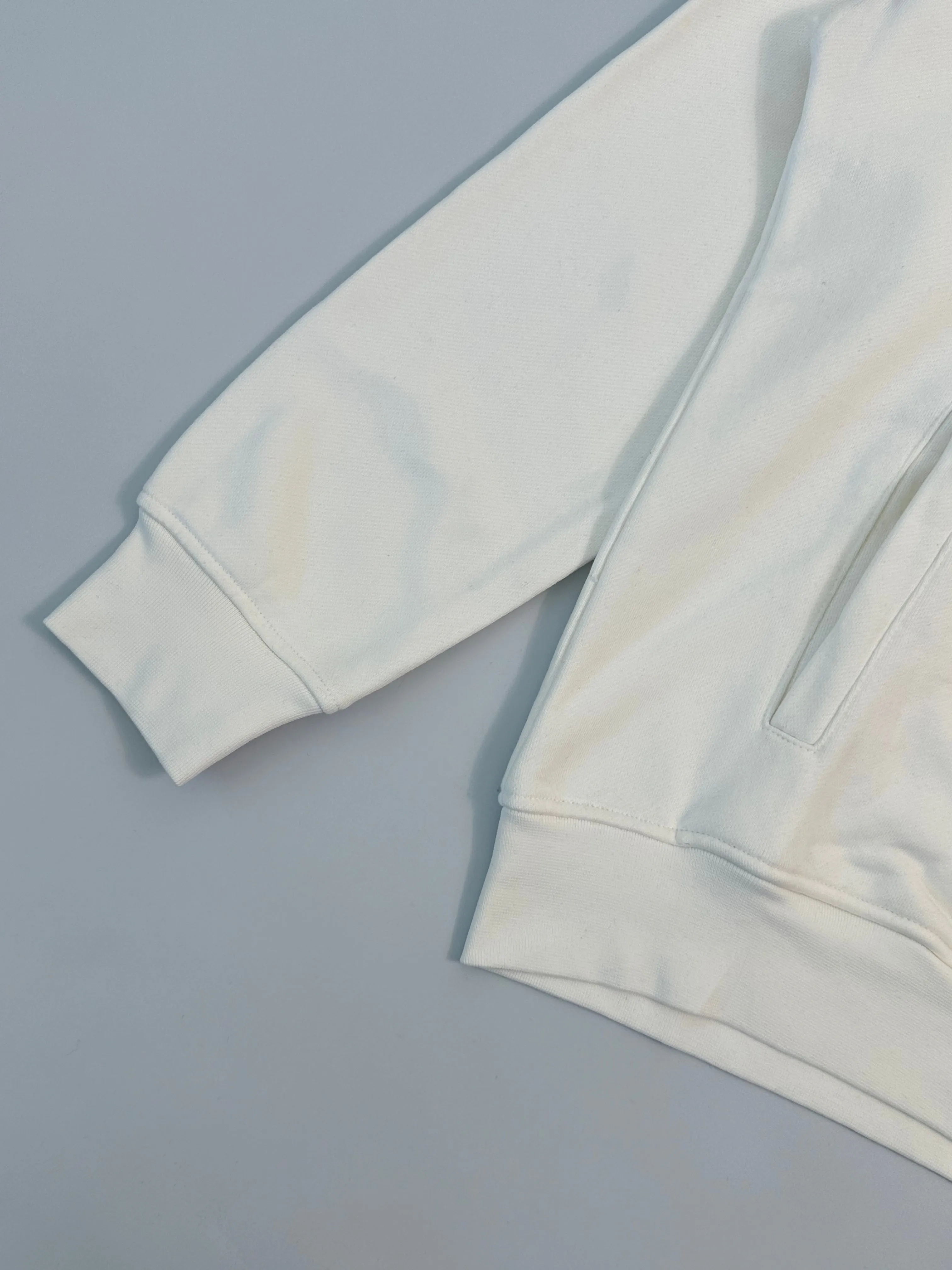 Felpa Bianca Con Cappuccio E Zip Frontale