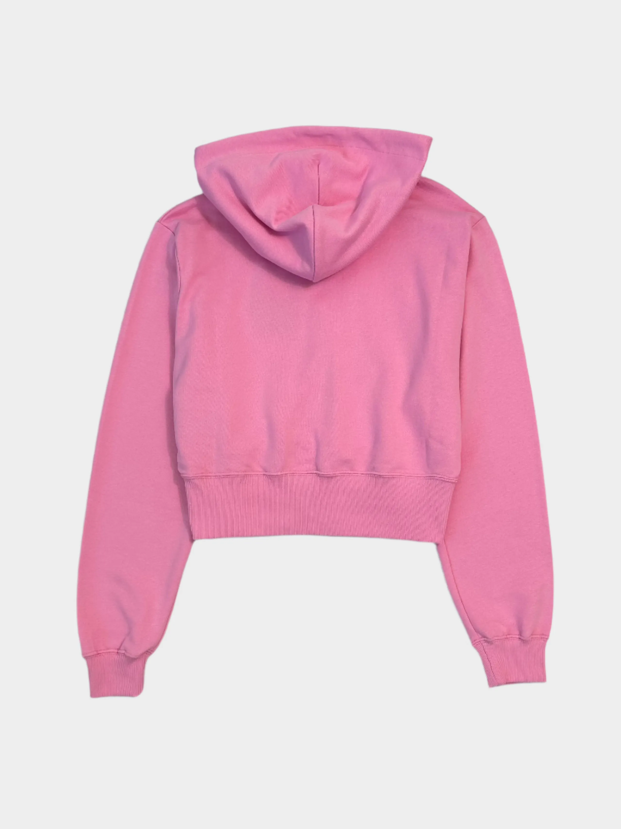 Felpa Crop Con Cappuccio Rosa Con Logo Lounge