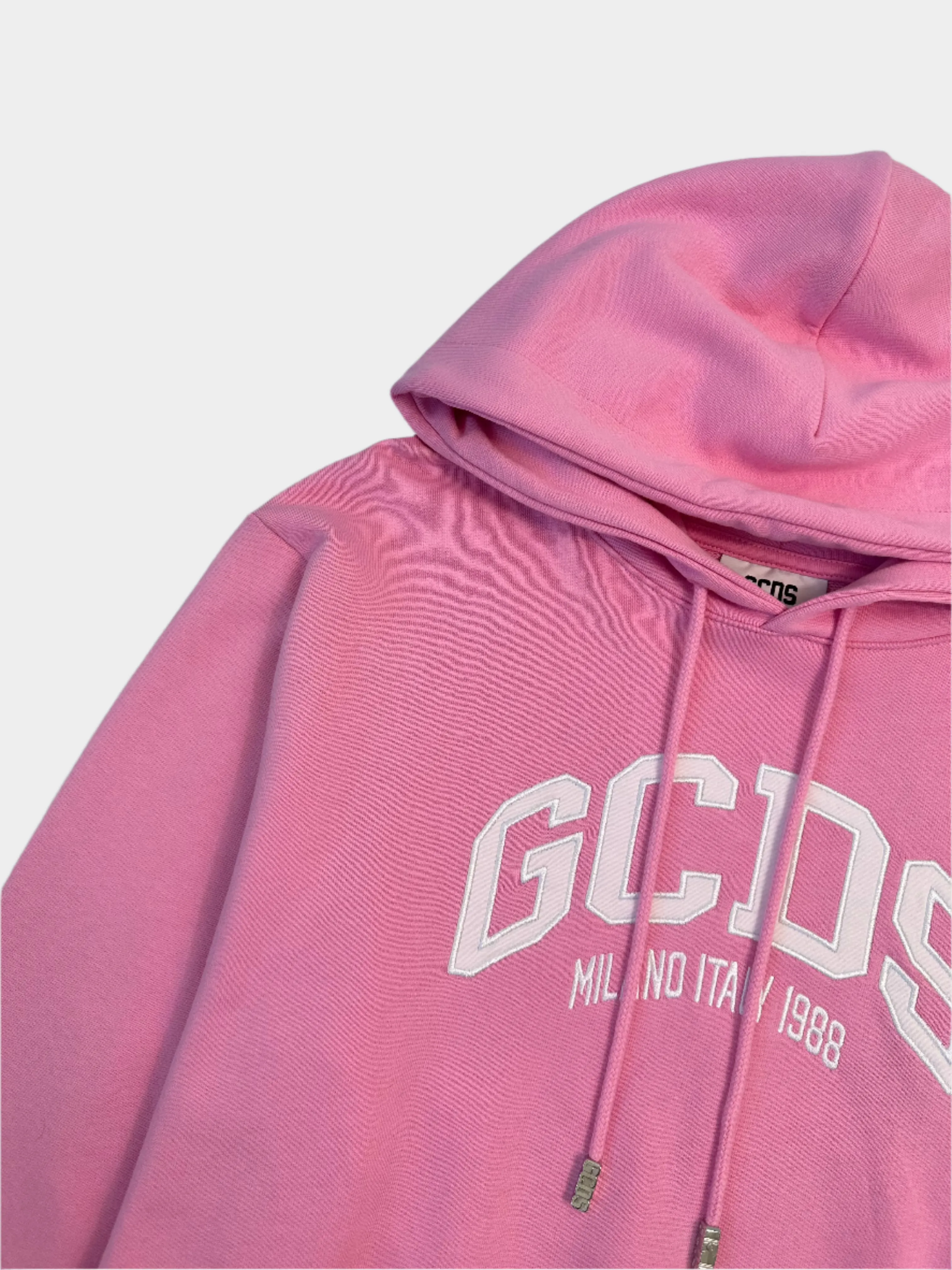 Felpa Crop Con Cappuccio Rosa Con Logo Lounge