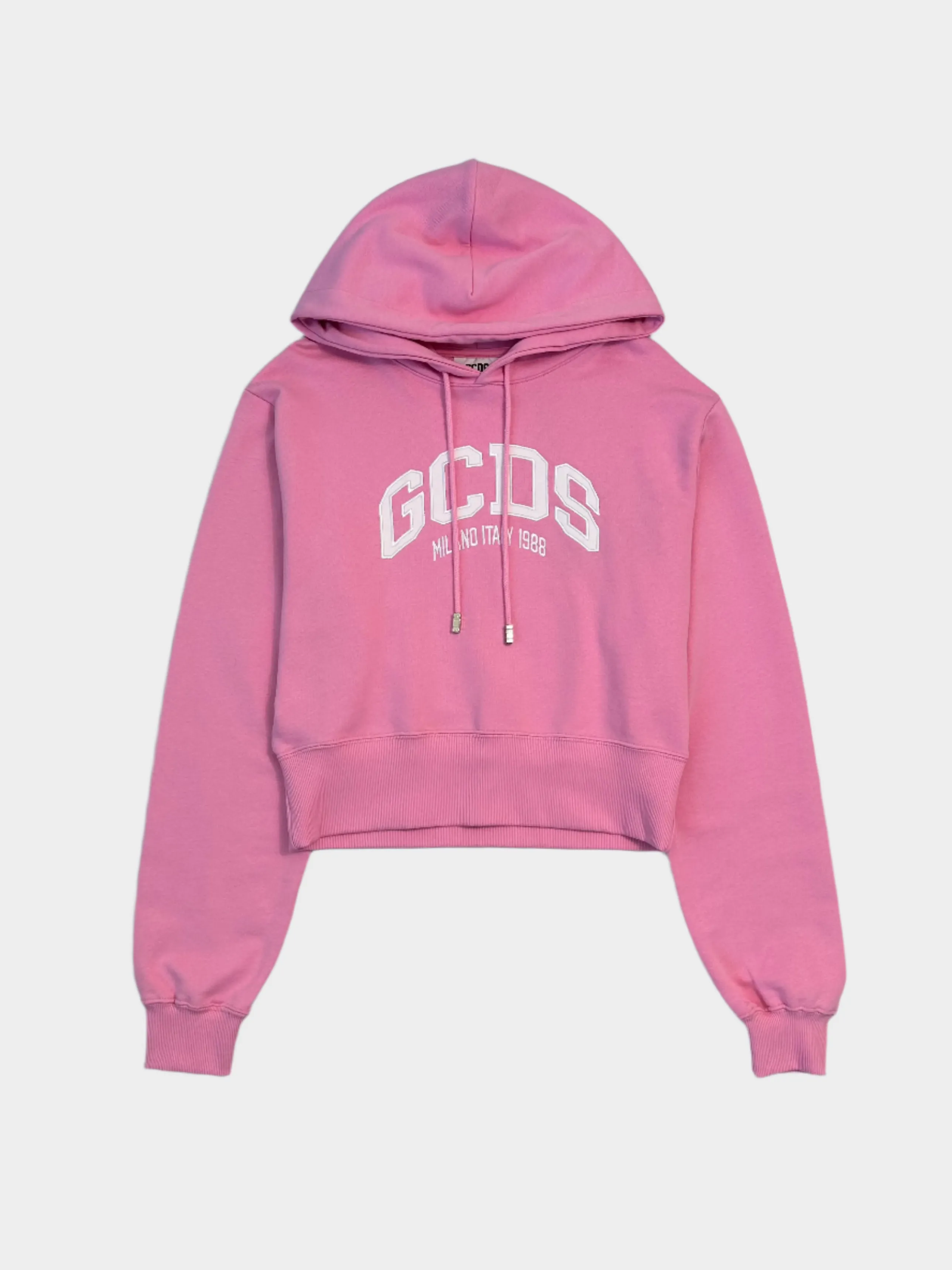 Felpa Crop Con Cappuccio Rosa Con Logo Lounge