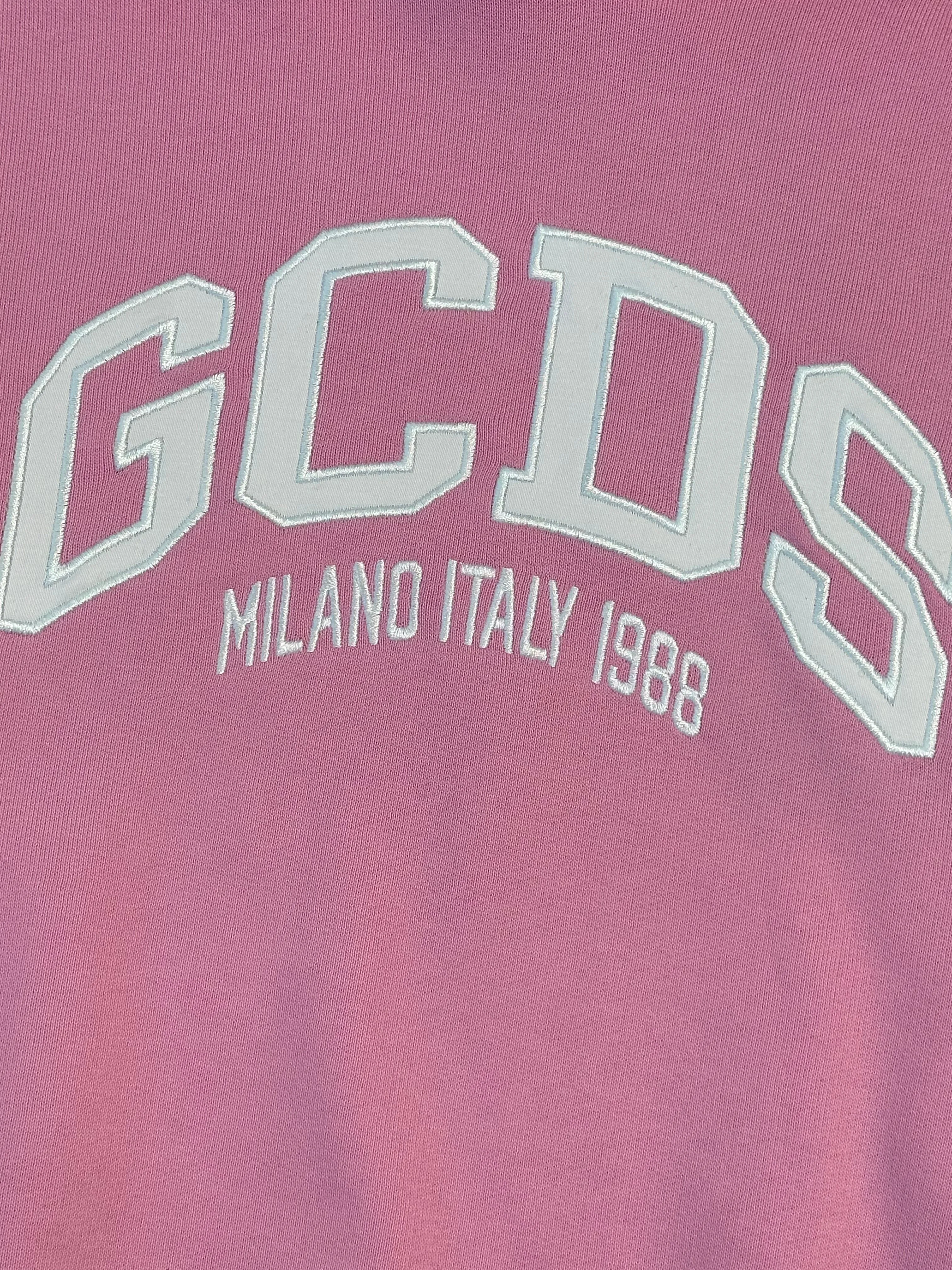 Felpa Crop Con Cappuccio Rosa Con Logo Lounge