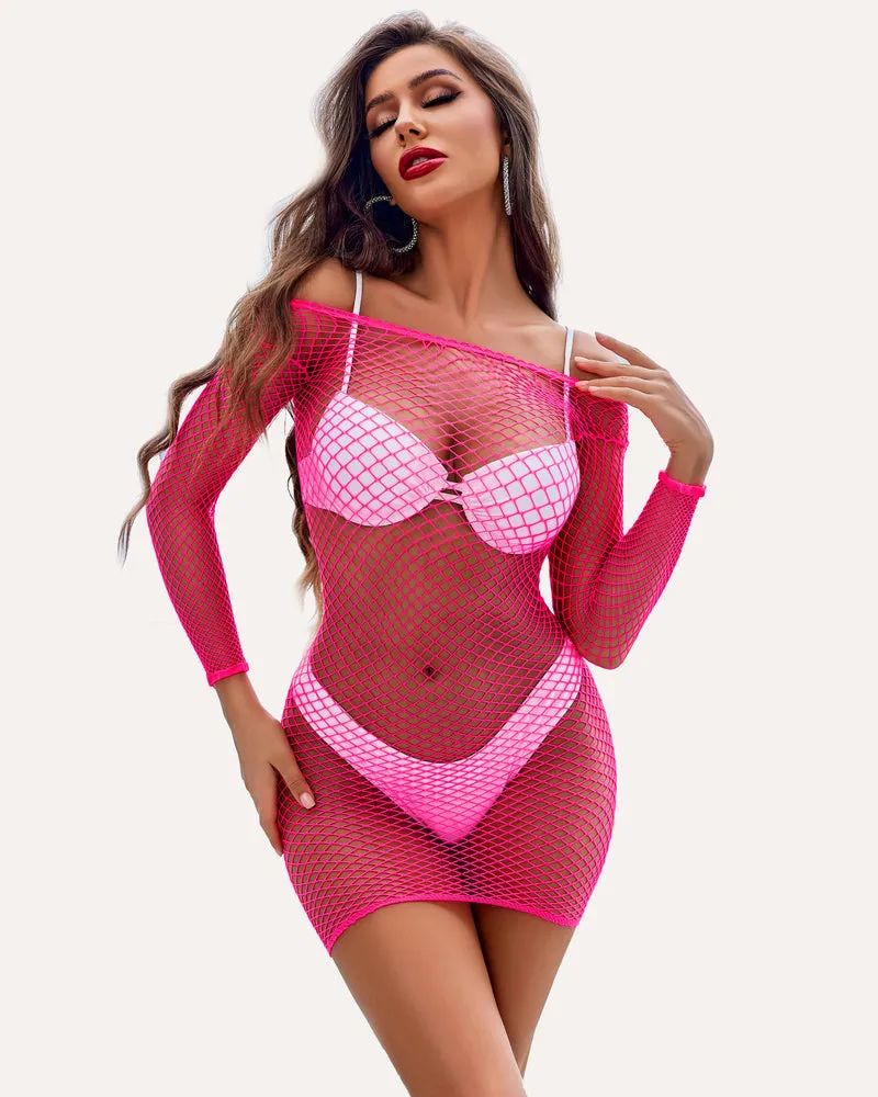 Fishnet Dress Long Sleeve Cover Up