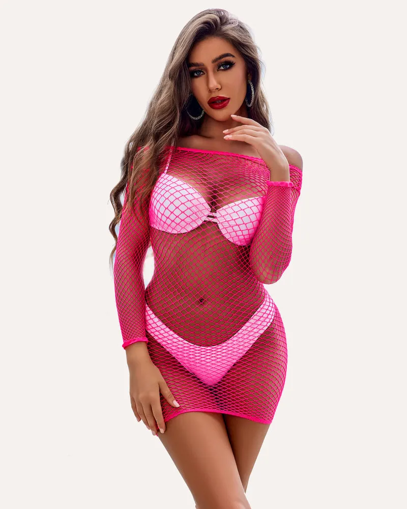 Fishnet Dress Long Sleeve Cover Up