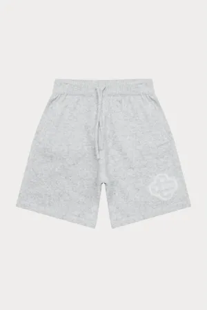 FLUFFY EMBLEM KNITTED SHORTS - GREY MARL