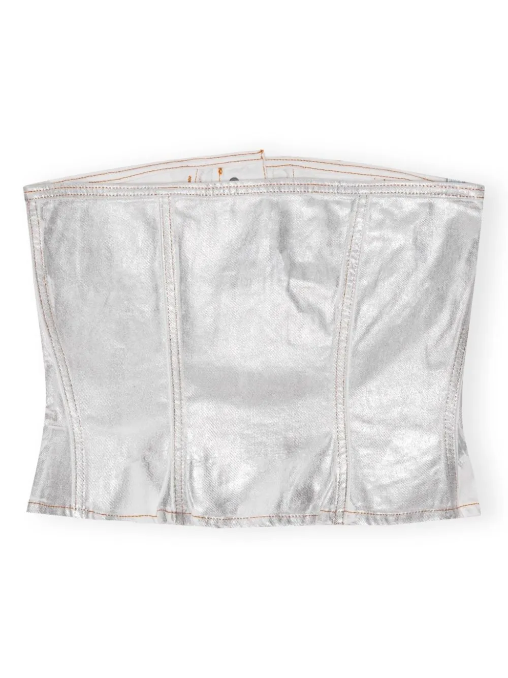 FOILED-FINISH ORGANIC-COTTON DENIM TOP