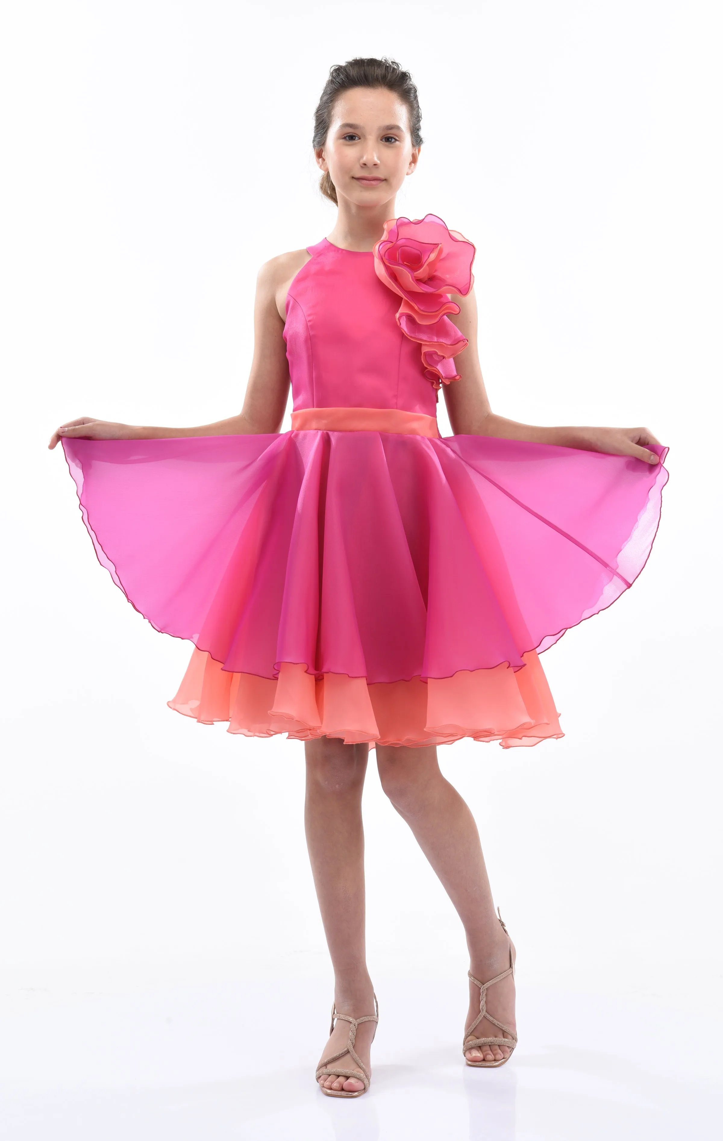 Fuchsia Estancia Halter Organza Dress