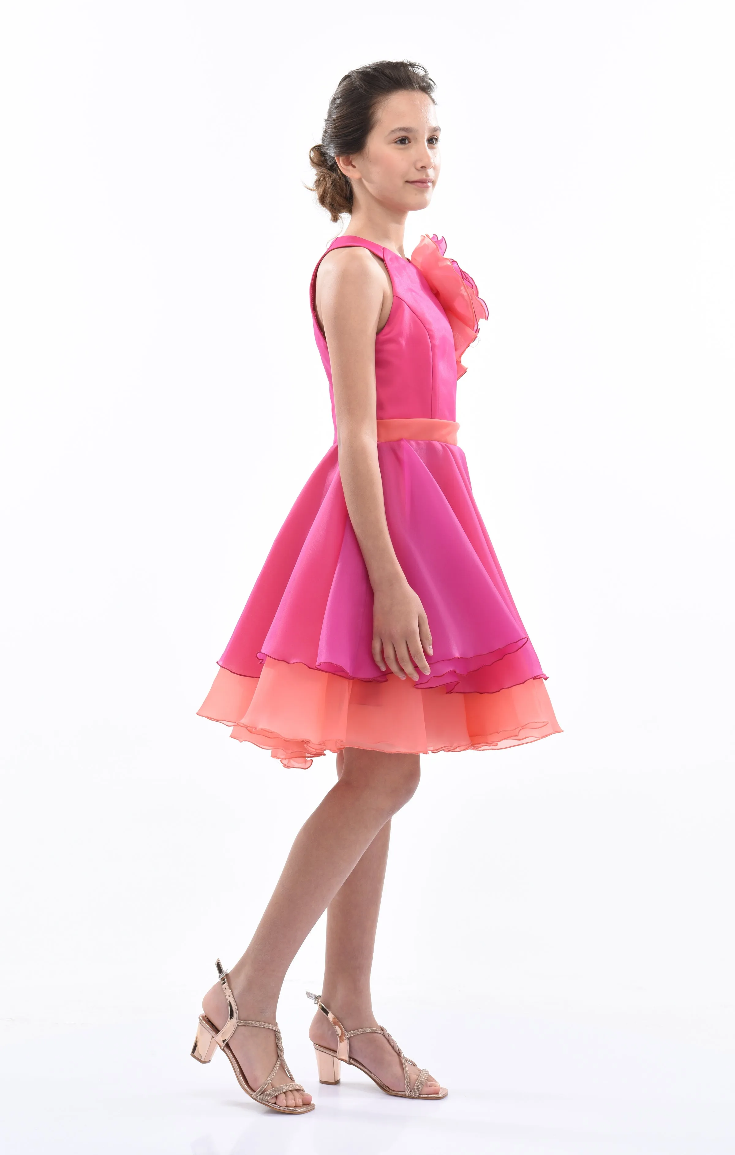 Fuchsia Estancia Halter Organza Dress