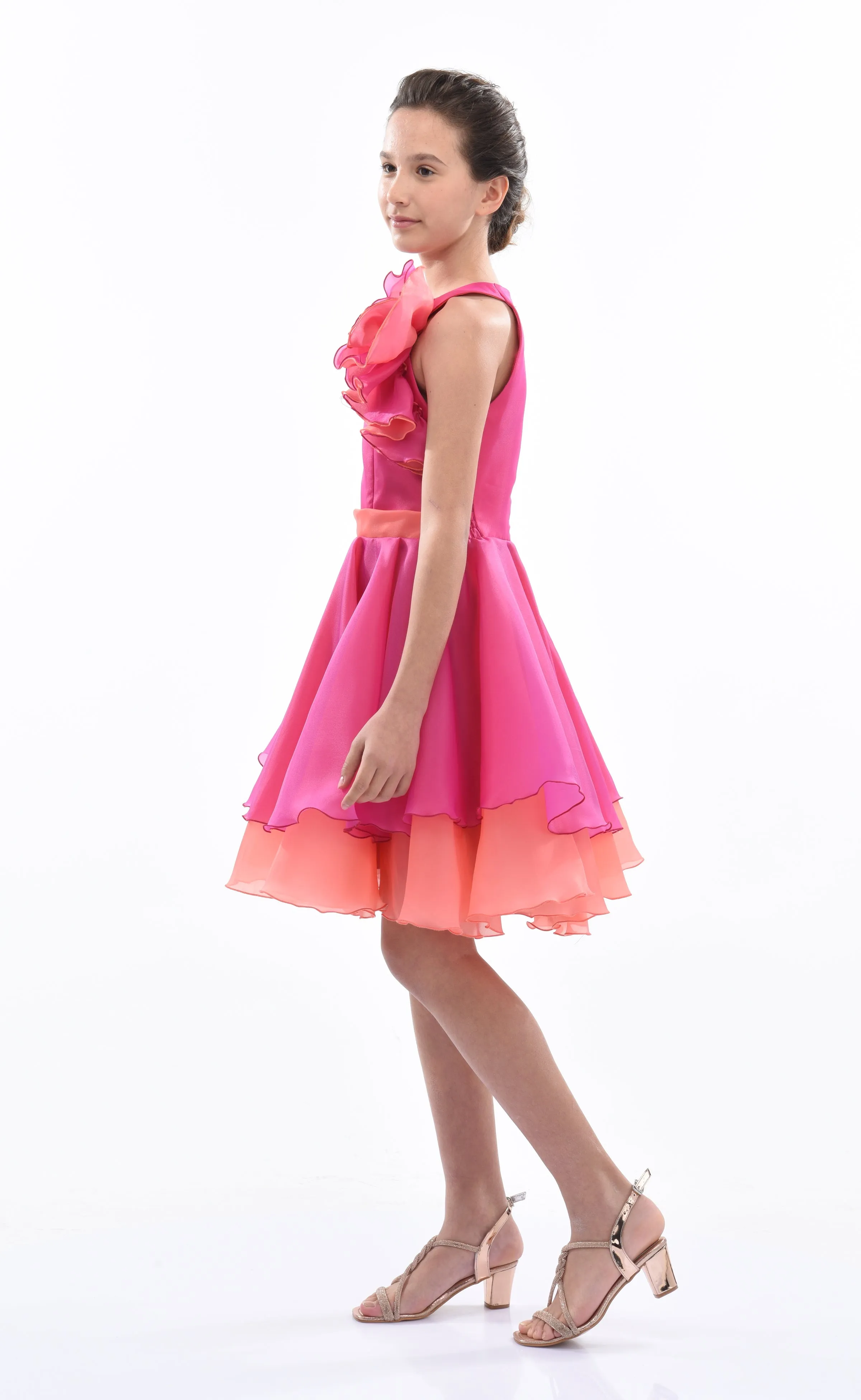 Fuchsia Estancia Halter Organza Dress