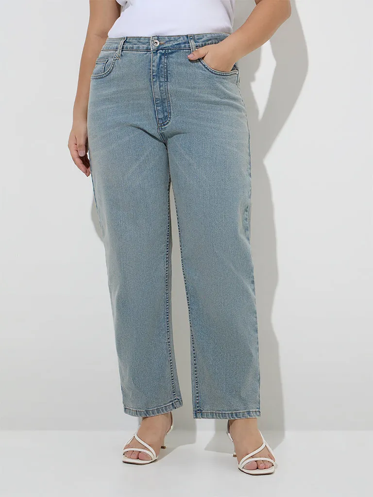 Gia Light Blue Relaxed-Fit High-Rise Jeans
