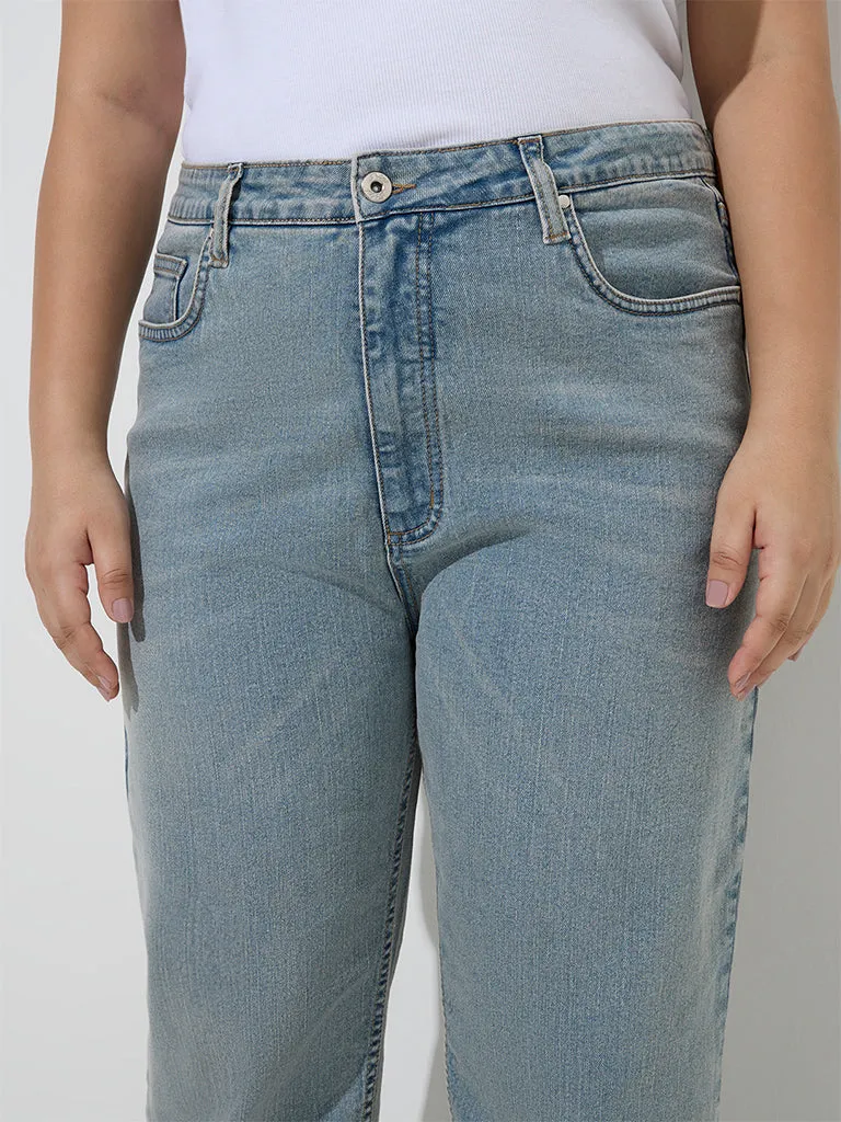Gia Light Blue Relaxed-Fit High-Rise Jeans