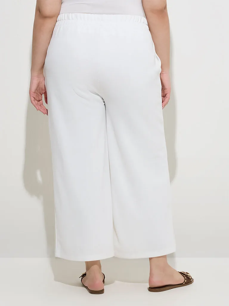 Gia White Solid High-Rise Trousers