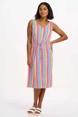 Gilly Jersey Midi Dress - Multi. Rainbow Circles