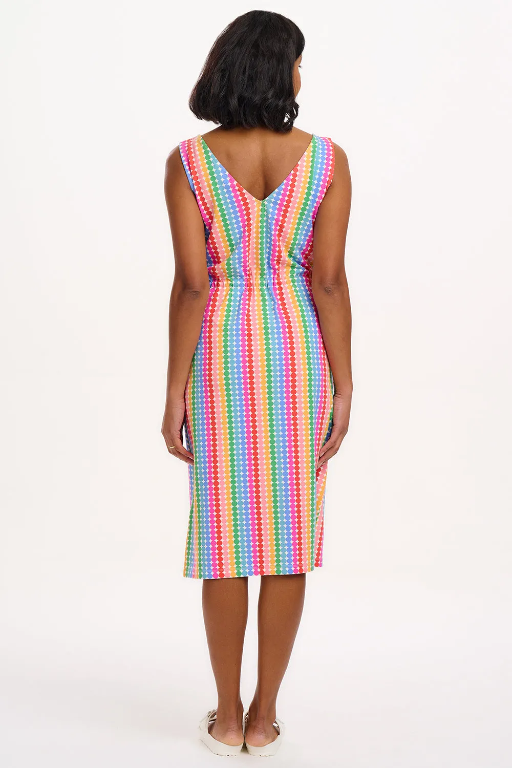 Gilly Jersey Midi Dress - Multi. Rainbow Circles