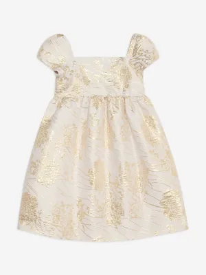 Girls Brocade Dress in Gold