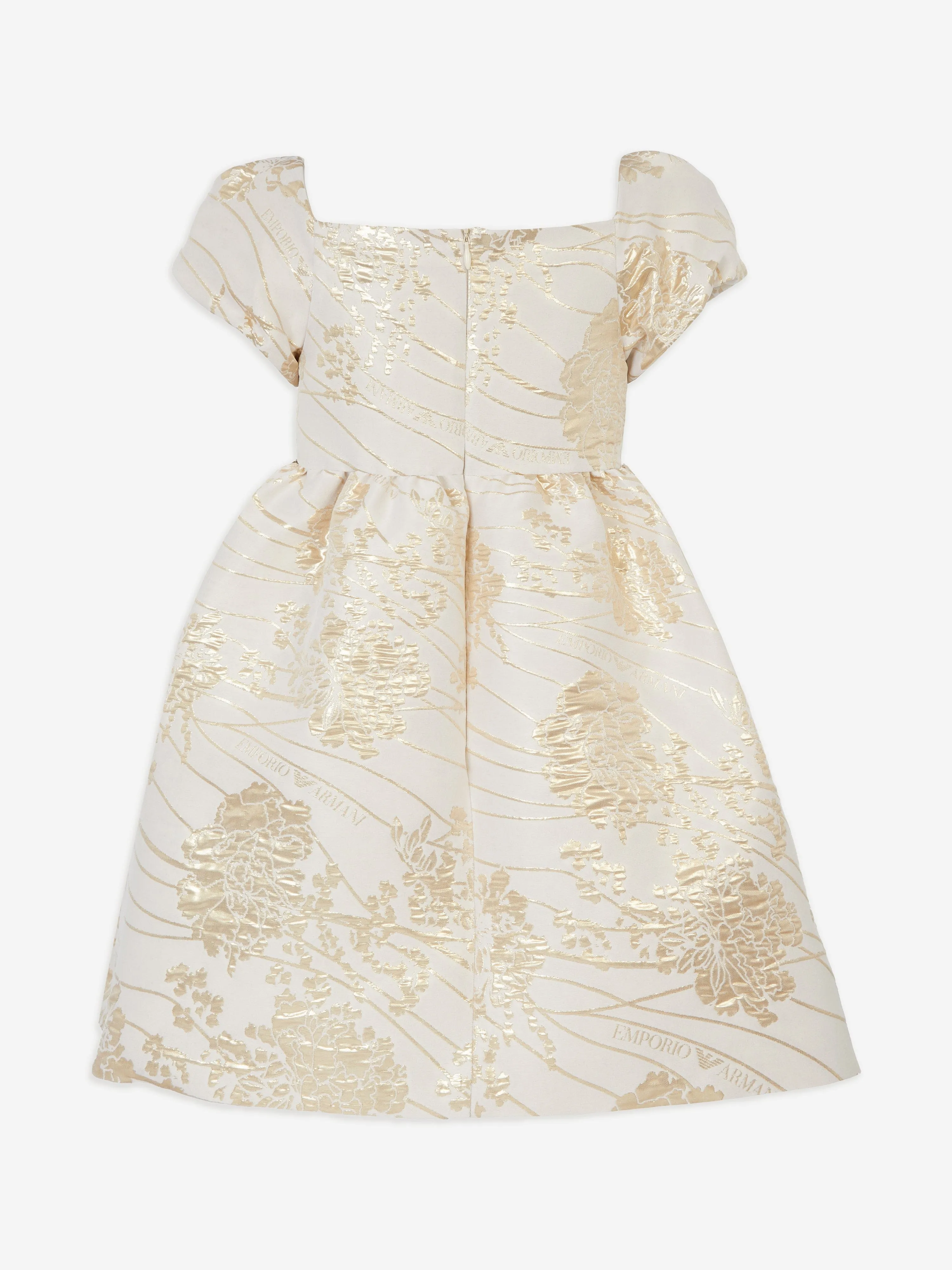Girls Brocade Dress in Gold