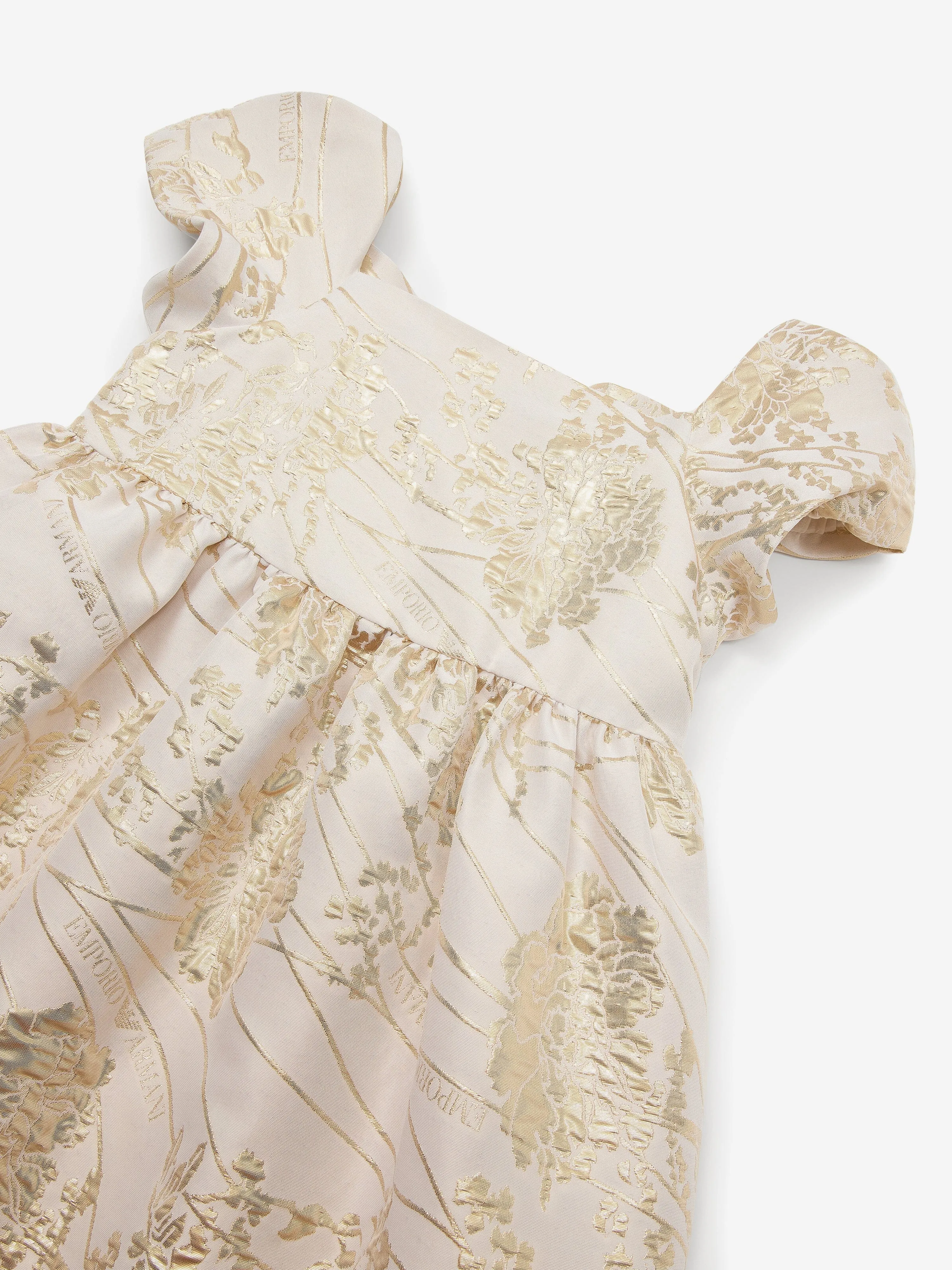 Girls Brocade Dress in Gold