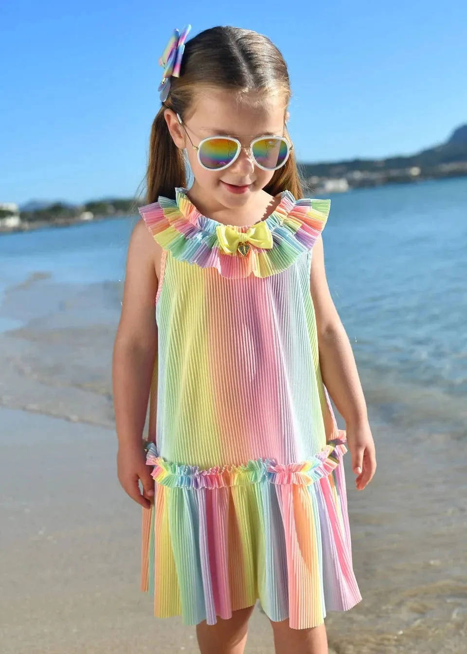Girls Ember Pleated Dress in Multicolour