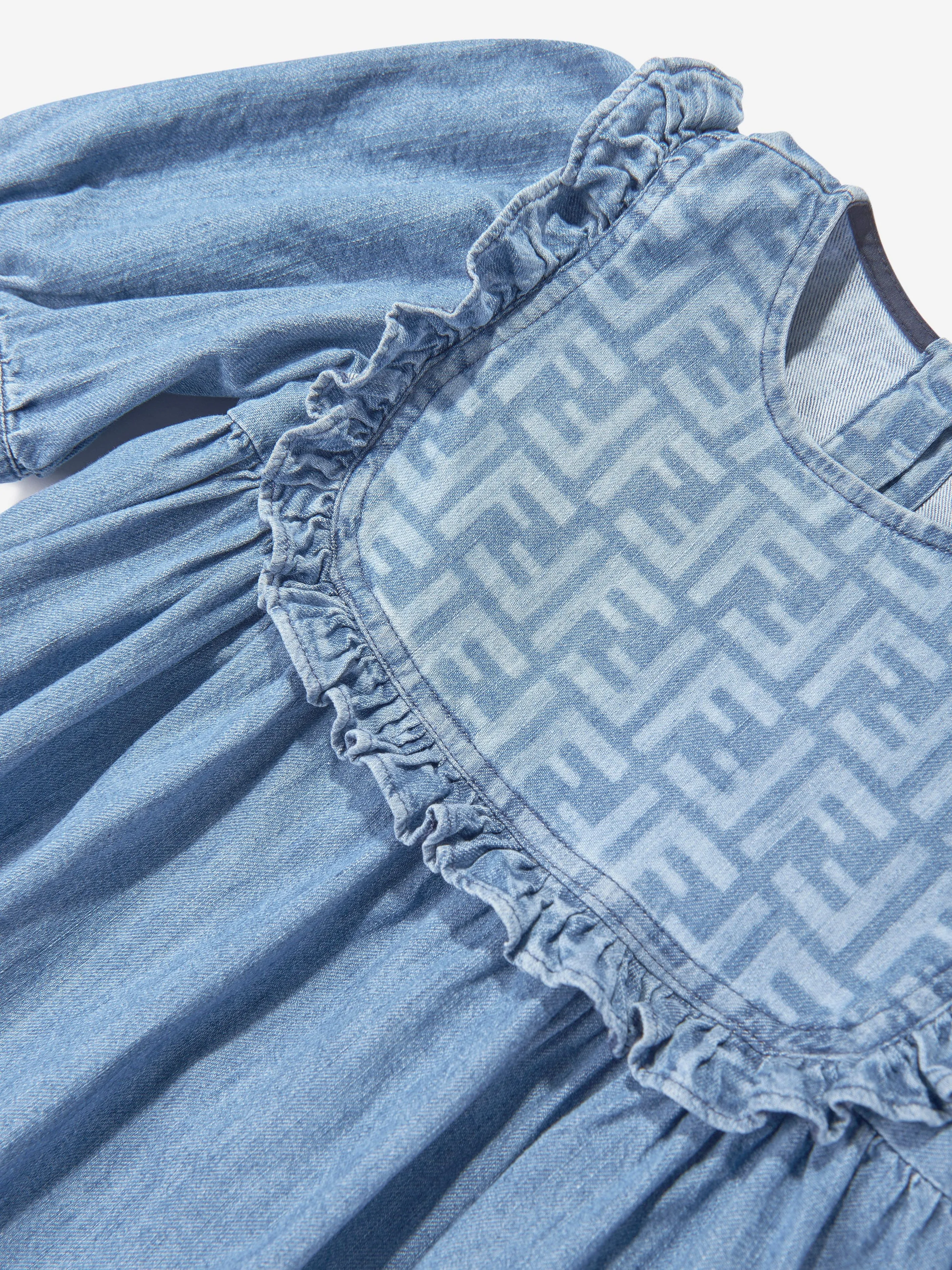Girls FF Light Denim Dress in Blue