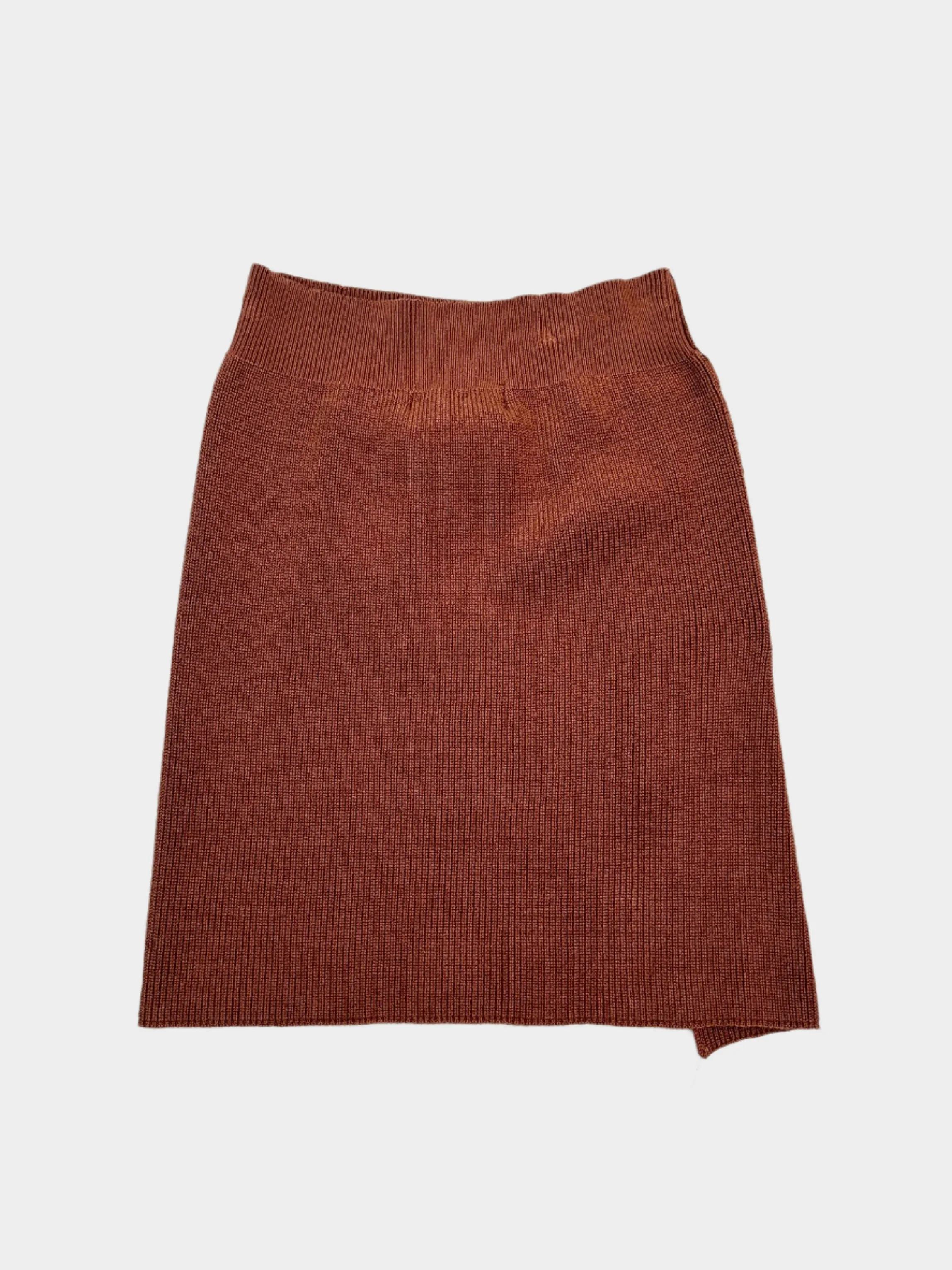 Gonna Mini In Maglia Acqua Con Spacco Asimmetrico