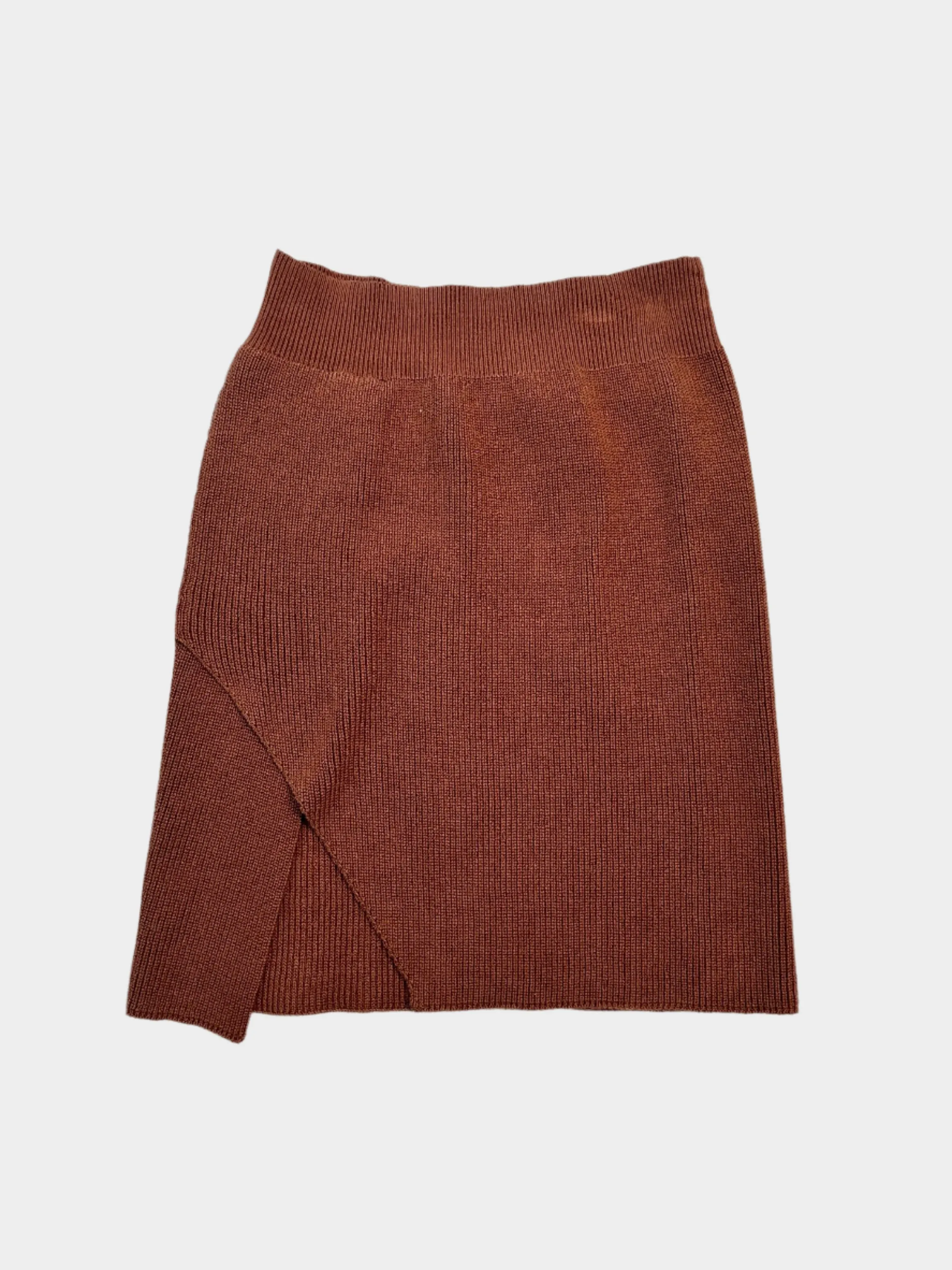 Gonna Mini In Maglia Acqua Con Spacco Asimmetrico
