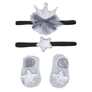 Grey Star and Bow Crown Gift Set