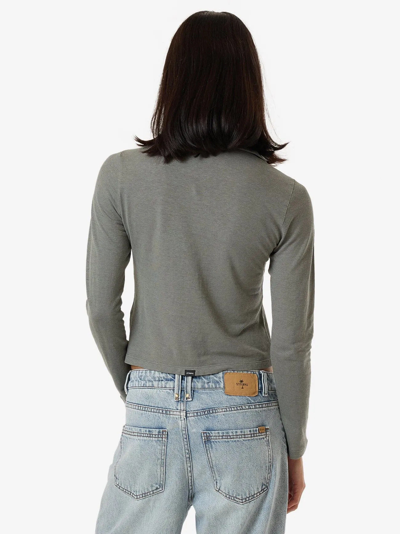 Hemp Collared Long Sleeve - Green Smoke