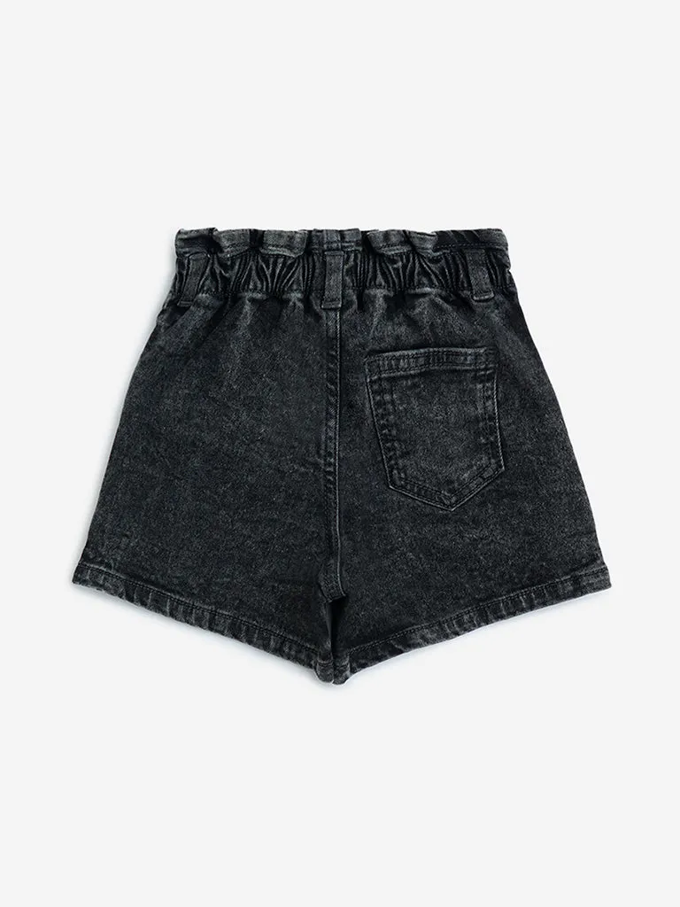 HOP Kids Charcoal Mid-Rise Denim Shorts
