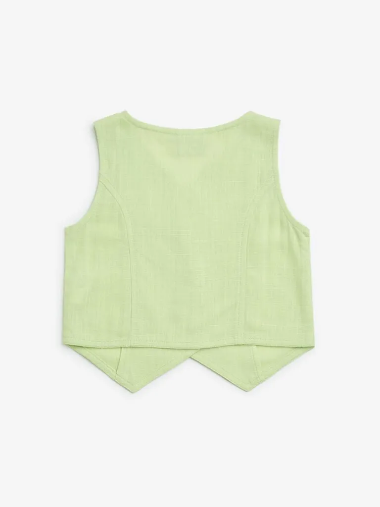 HOP Kids Lime Embroidered Waistcoat