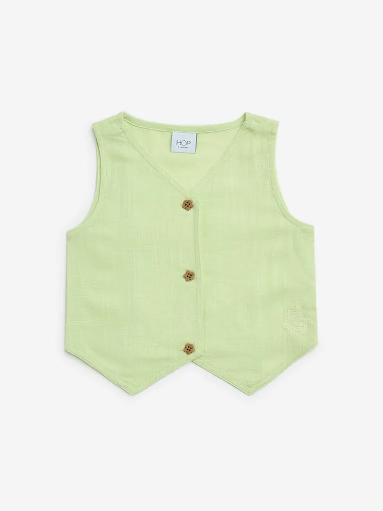 HOP Kids Lime Embroidered Waistcoat