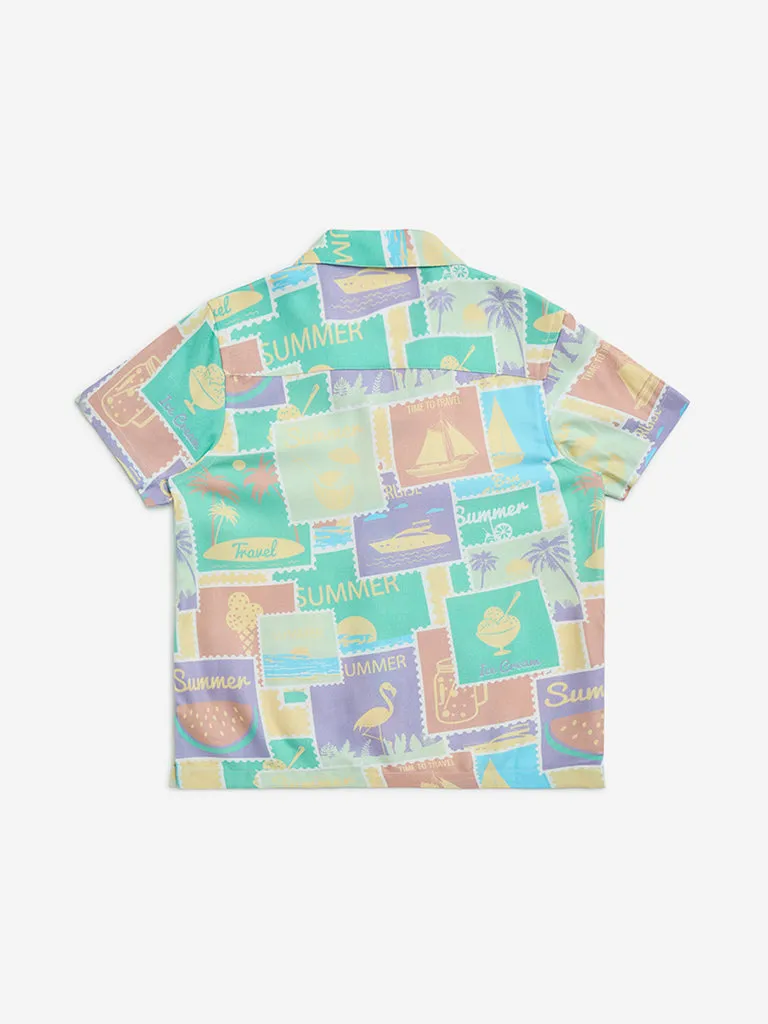 HOP Kids Multicolour Printed Resort-Fit Shirt