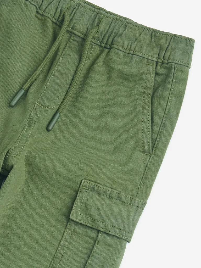 HOP Kids Olive High-Rise Cotton Joggers