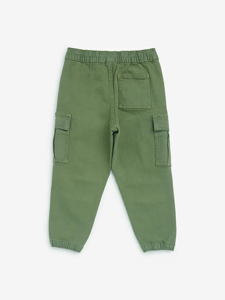 HOP Kids Olive High-Rise Cotton Joggers