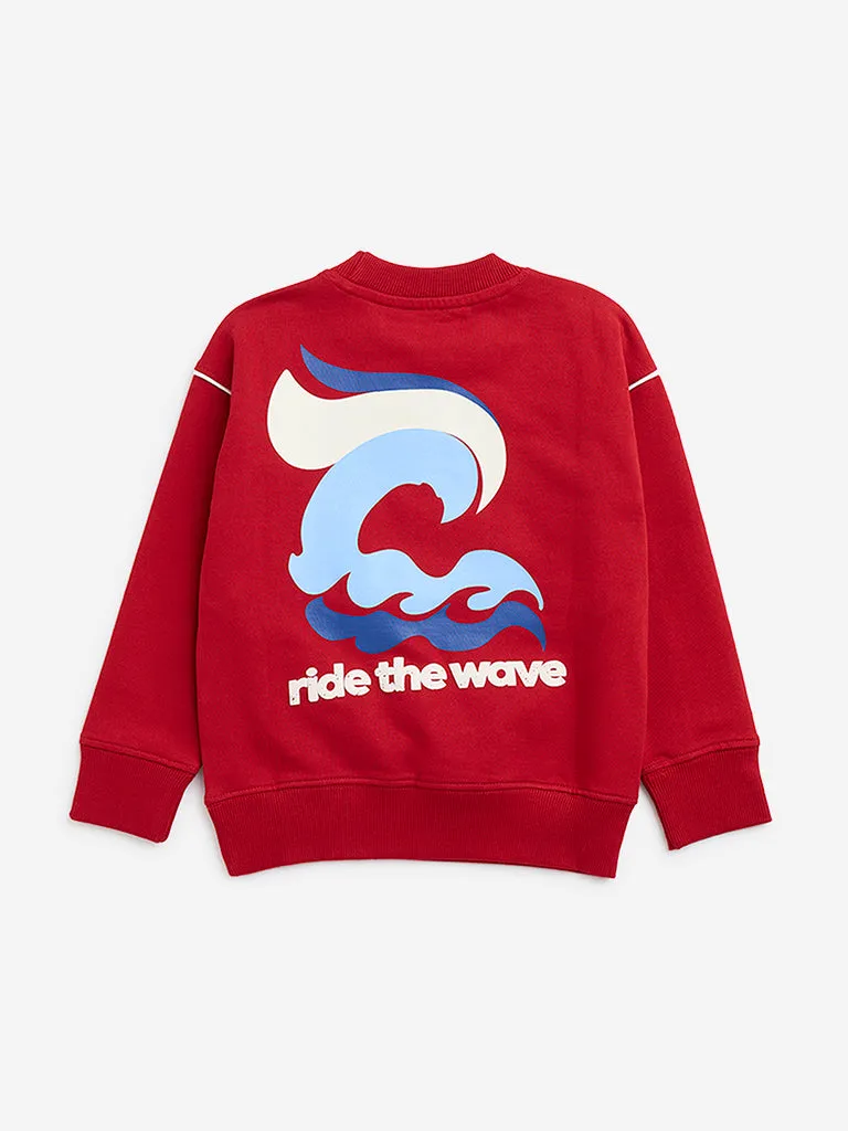 HOP Kids Red Text Design Cotton Sweatshirt